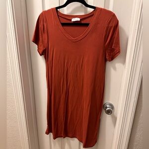 Pink Lily Terracotta V-Neck T-shirt dress